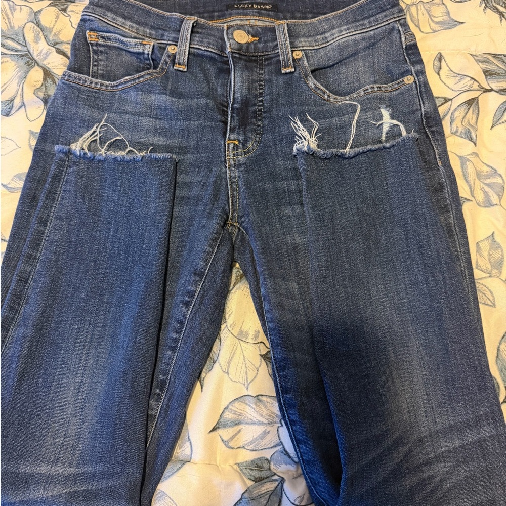 Lucky Brand Blue Distressed Straight Leg Jeans